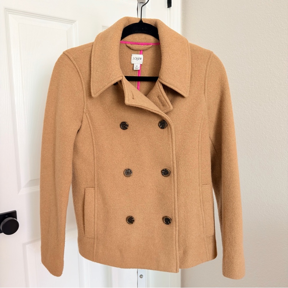 J.Crew Boiled Wool-Blend‎ Peacoat Size 0 Camel Tan